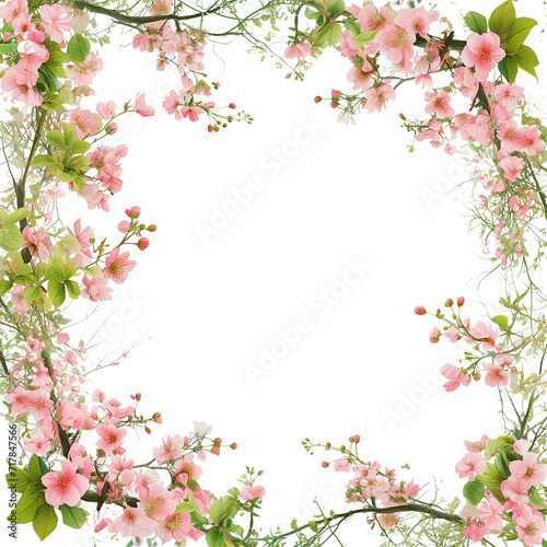 Tree branch flower Photo Overlays, Summer spring painted frame s, Photo art, isolated on transparent background