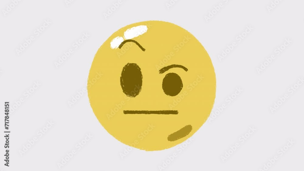 2d animation of hand-drawn face with raised eyebrow emoji. Looped 4K video with alpha-channel. 2d animation of hand-drawn face with raised eyebrow emoji. Looped 4K video with alpha-channel.