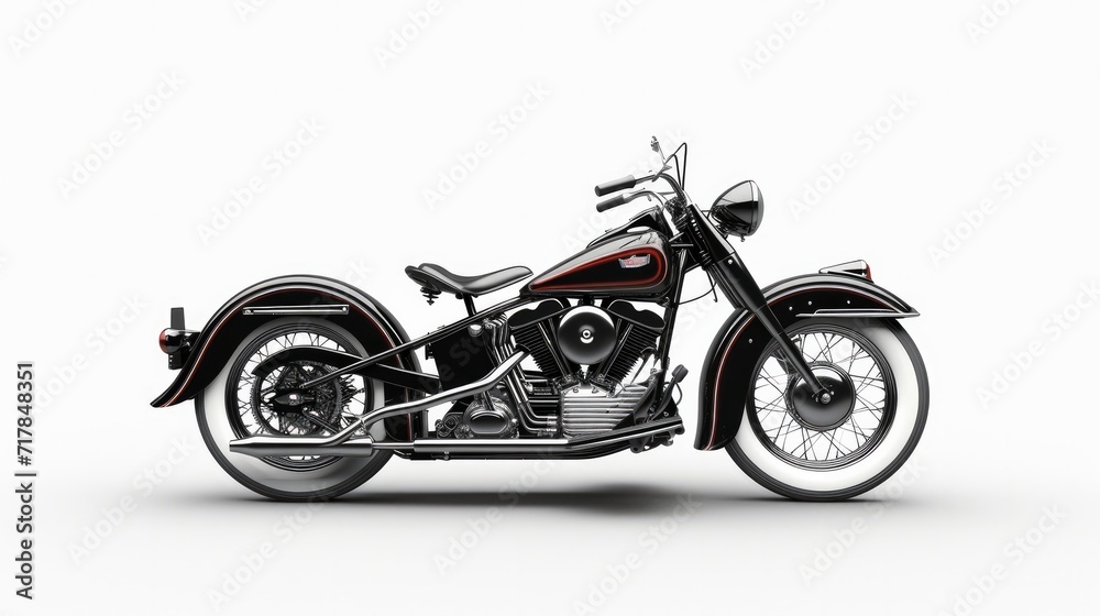 Classic motorcycle on white background isolated