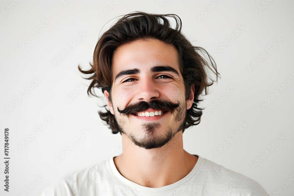 Portrait of Handsome hipster young man with mustache posing in casual clothes Portrait of Handsome hipster young man with mustache posing in casual clothes