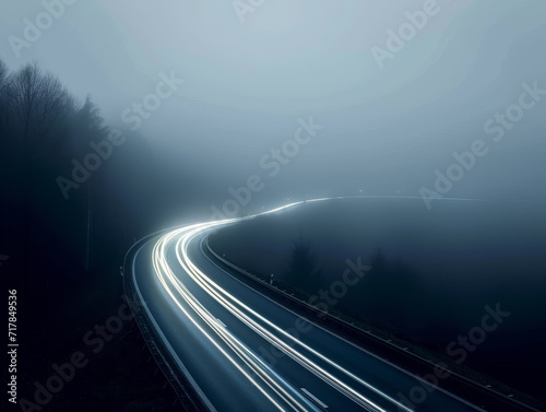 Mysterious Foggy Road Long Exposure 
