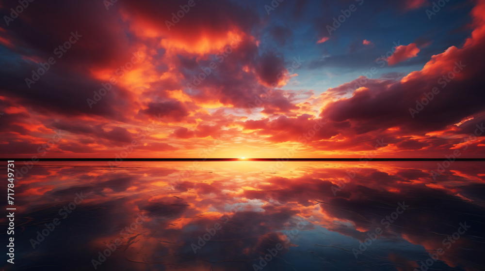 Orange sunset sky