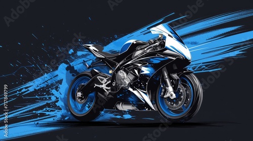 sport bike art design vector blue black template r1 isolated white power engine motor fast ride rider wheels motorbike background photo