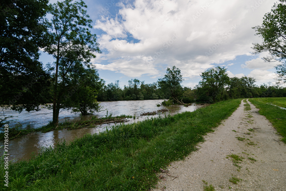 The river Mura in Slovenia after a rain fall. The river is flooding. The river Mura in Slovenia after a rain fall. The river is flooding.