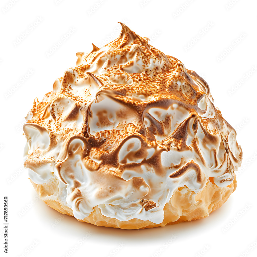 Baked alaska dessert isolated on white background Baked alaska dessert isolated on white background