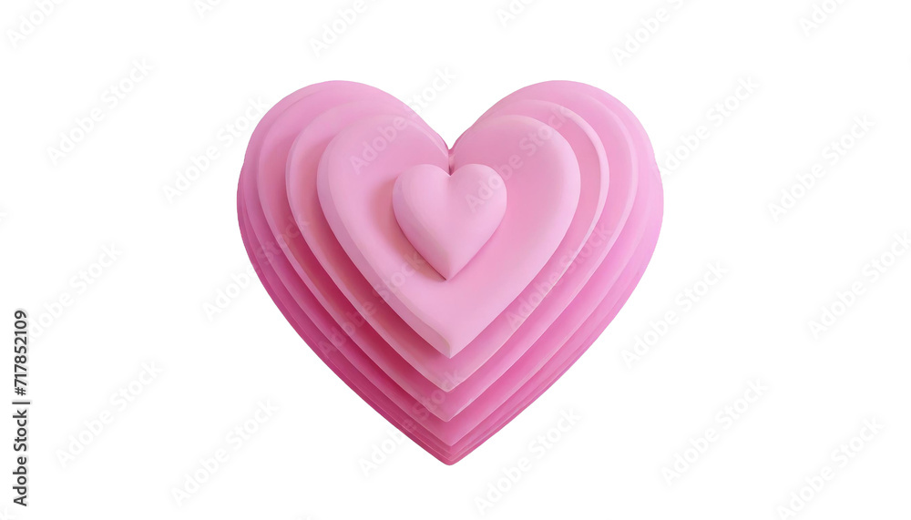 Pink heart icon isolated on transparent background. 3d rendering,