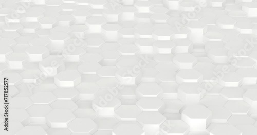 Abstract 3D Hexagon Background. White 3D Animation Background.