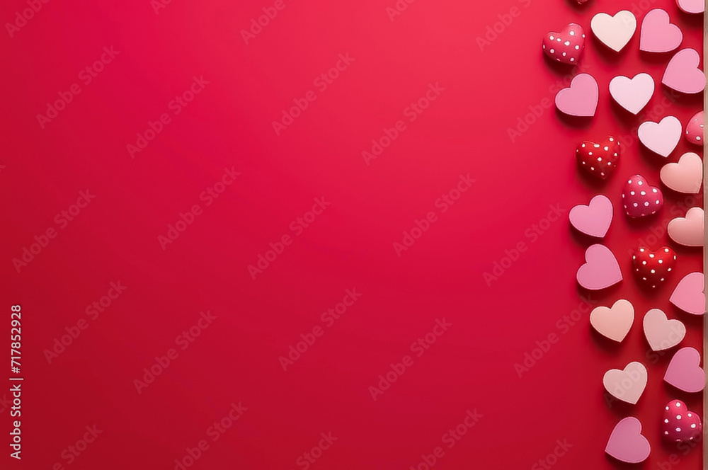 red hearts on a pink background
