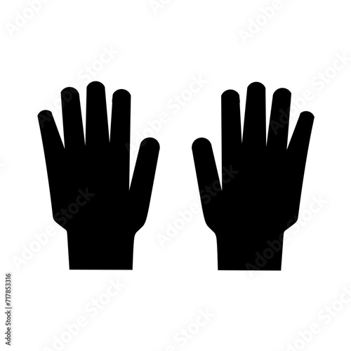 Construction gloves silhouette icon isolated on white background. A pair of black construction gloves.