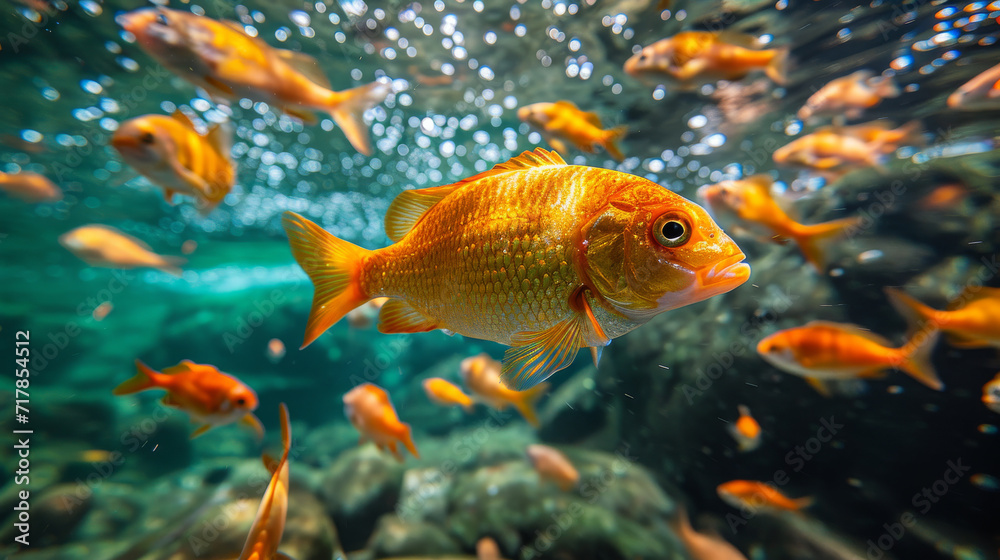 Fish swimming in a ocean, Fish in the sea with clear water Fish swimming in a ocean, Fish in the sea with clear water