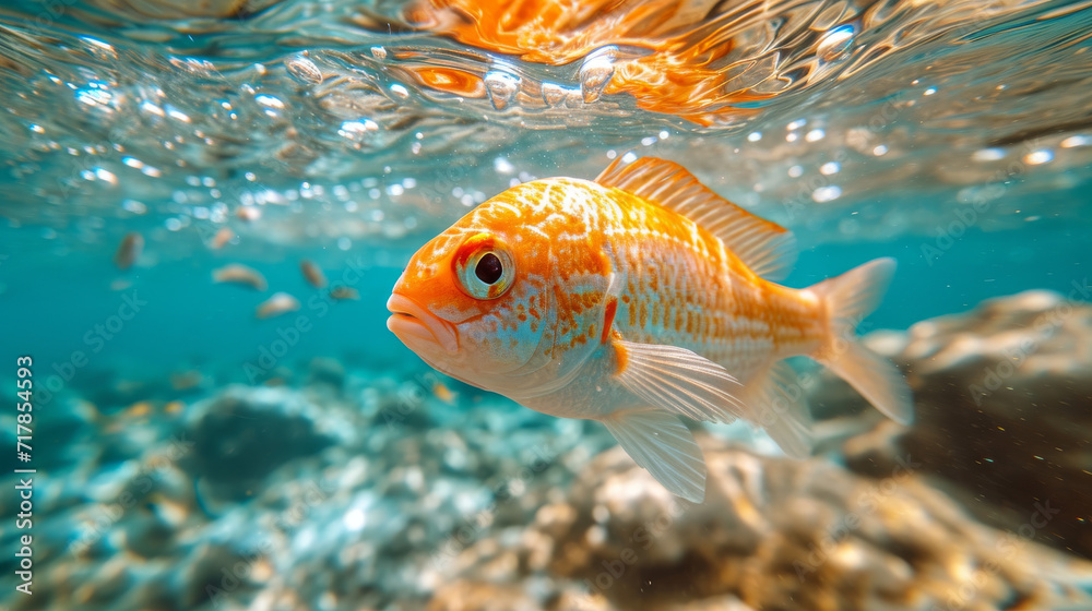 Fish swimming in a ocean, Fish in the sea with clear water Fish swimming in a ocean, Fish in the sea with clear water