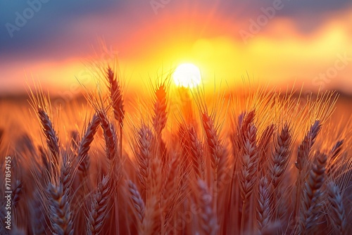Golden Sunset Over Wheat Field Generative AI