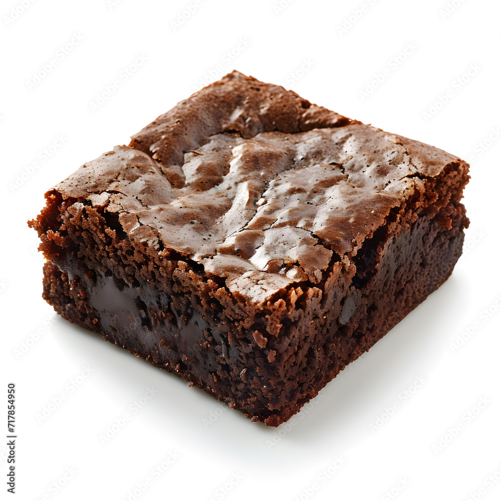 Chocolate fudge brownie cake, front view on white background Chocolate fudge brownie cake, front view on white background