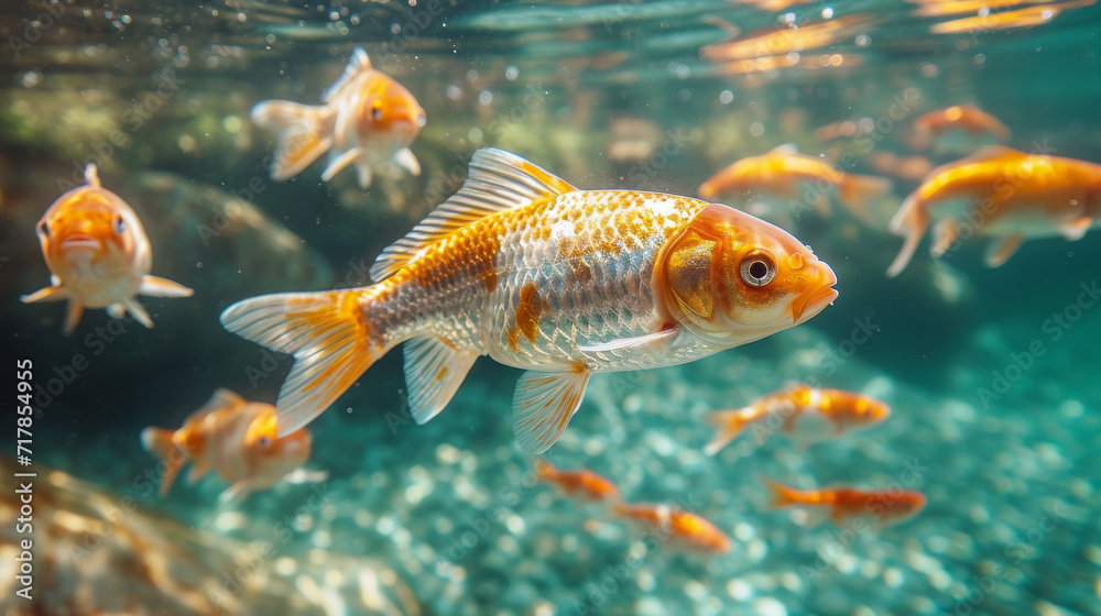 Fish swimming in a ocean, Fish in the sea with clear water Fish swimming in a ocean, Fish in the sea with clear water