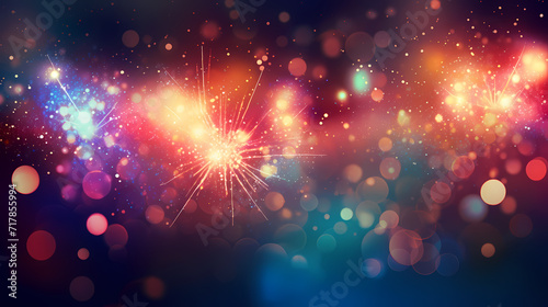 Beautiful creative holiday background. Fireworks and sparkles photo