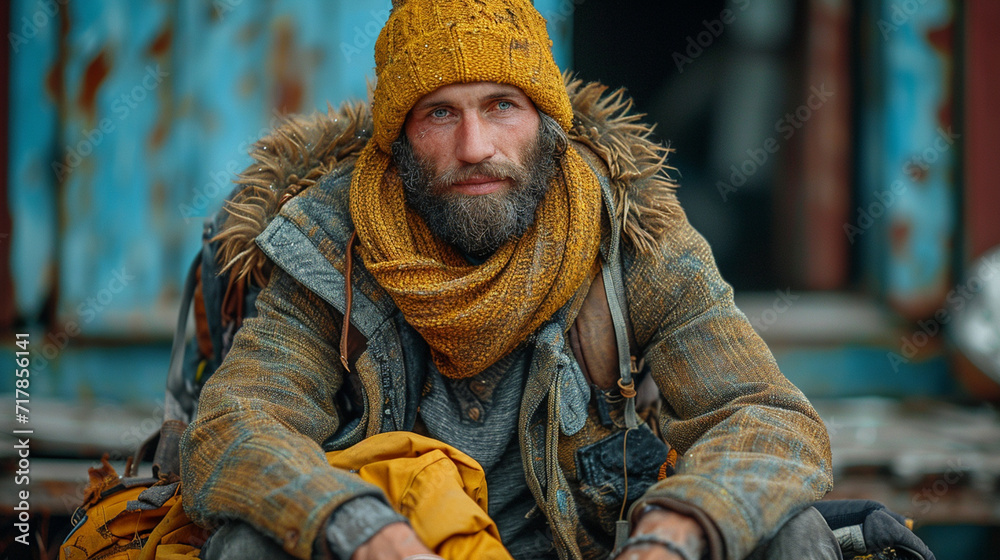 Portrait of a Homeless, Poor Man Portrait of a Homeless, Poor Man