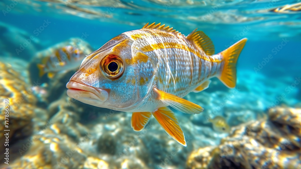 Fish swimming in very clear water Fish swimming in very clear water