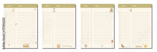 To do lists for digital planning or journaling. Spring garden digital notes. Scheduling and planning concept. Vector illustration. photo