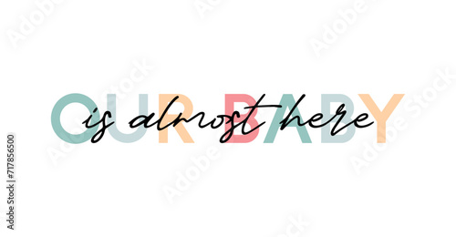 Сard template with a multi-colored inscription. Vector illustration for gender reveal party	