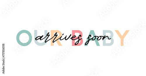 Сard template with a multi-colored inscription. Vector illustration for gender reveal party	