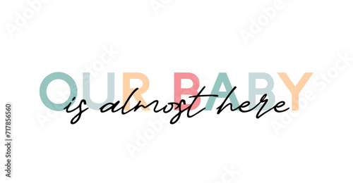 Сard template with a multi-colored inscription. Vector illustration for gender reveal party	