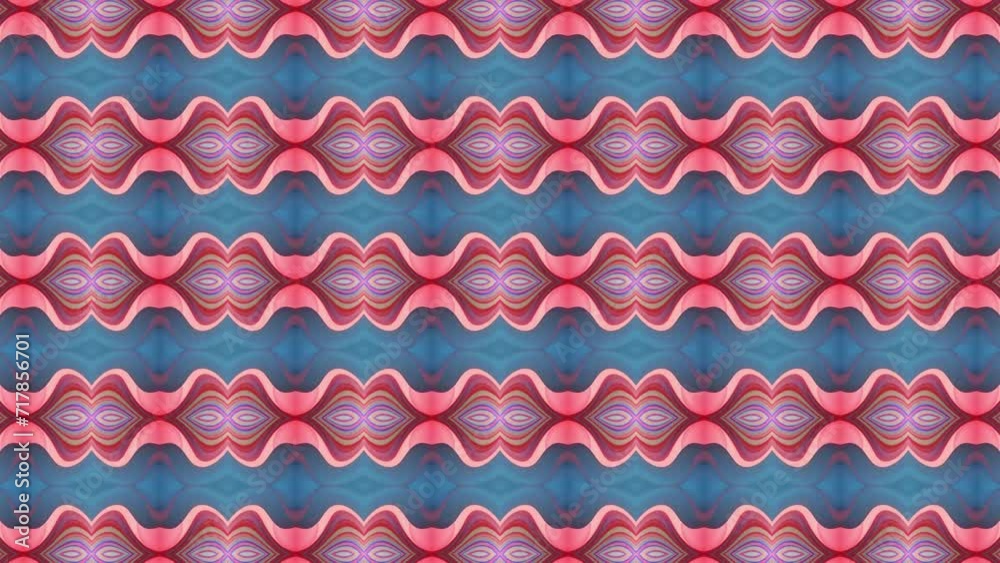 abstract background of geometric patterns. kaleidoscope effect. Abstract footage in wave art style. Seamless looping animation. 