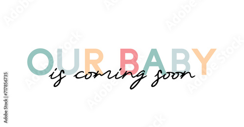Сard template with a multi-colored inscription. Vector illustration for gender reveal party	