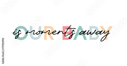 Сard template with a multi-colored inscription. Vector illustration for gender reveal party	