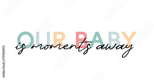 Сard template with a multi-colored inscription. Vector illustration for gender reveal party	