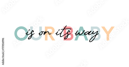 Сard template with a multi-colored inscription. Vector illustration for gender reveal party	