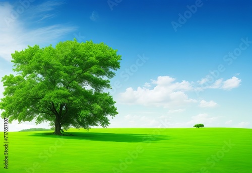 Background green horizon with tree