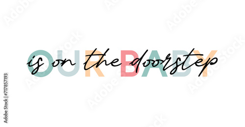 Сard template with a multi-colored inscription. Vector illustration for gender reveal party	