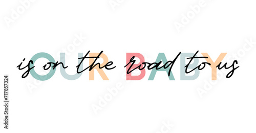 Сard template with a multi-colored inscription. Vector illustration for gender reveal party	