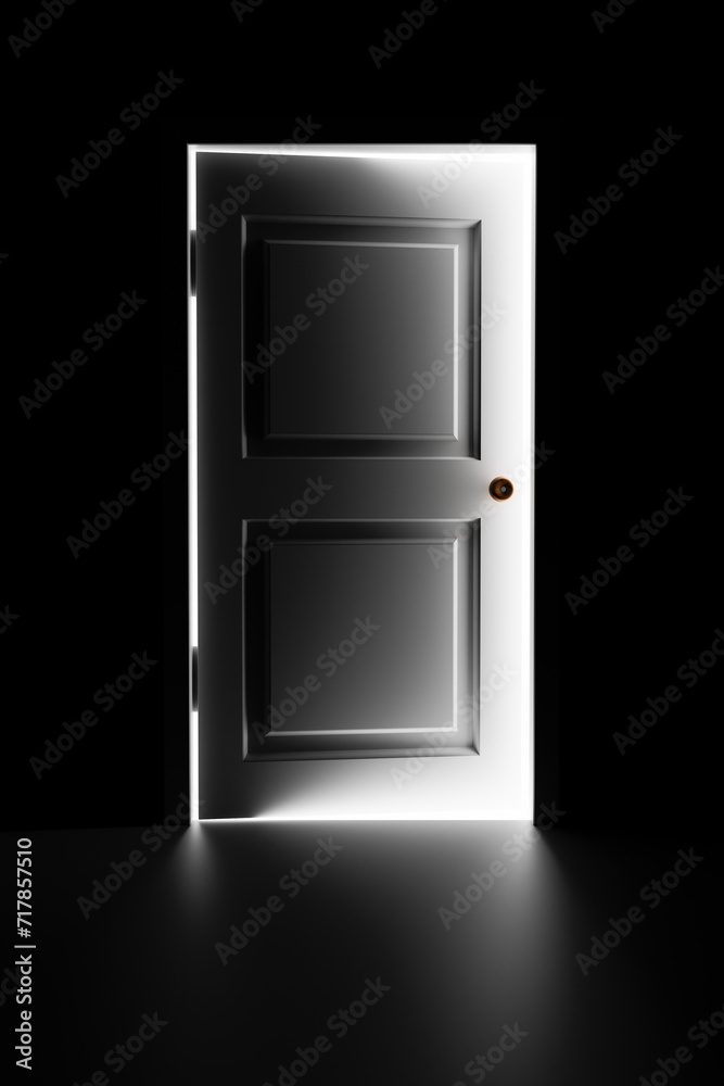 Bright light comes through the slightly open door. Bright light comes through the slightly open door.