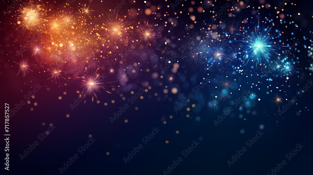 Beautiful creative holiday background. Fireworks and sparkles