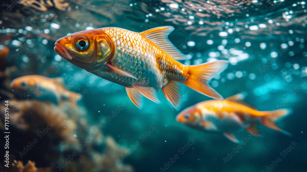 Fish swimming in a ocean, Fish in the sea with clear water Fish swimming in a ocean, Fish in the sea with clear water