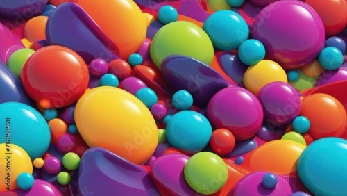 illustration of abstract futuristic dense multicolored blobs. generative, AI.