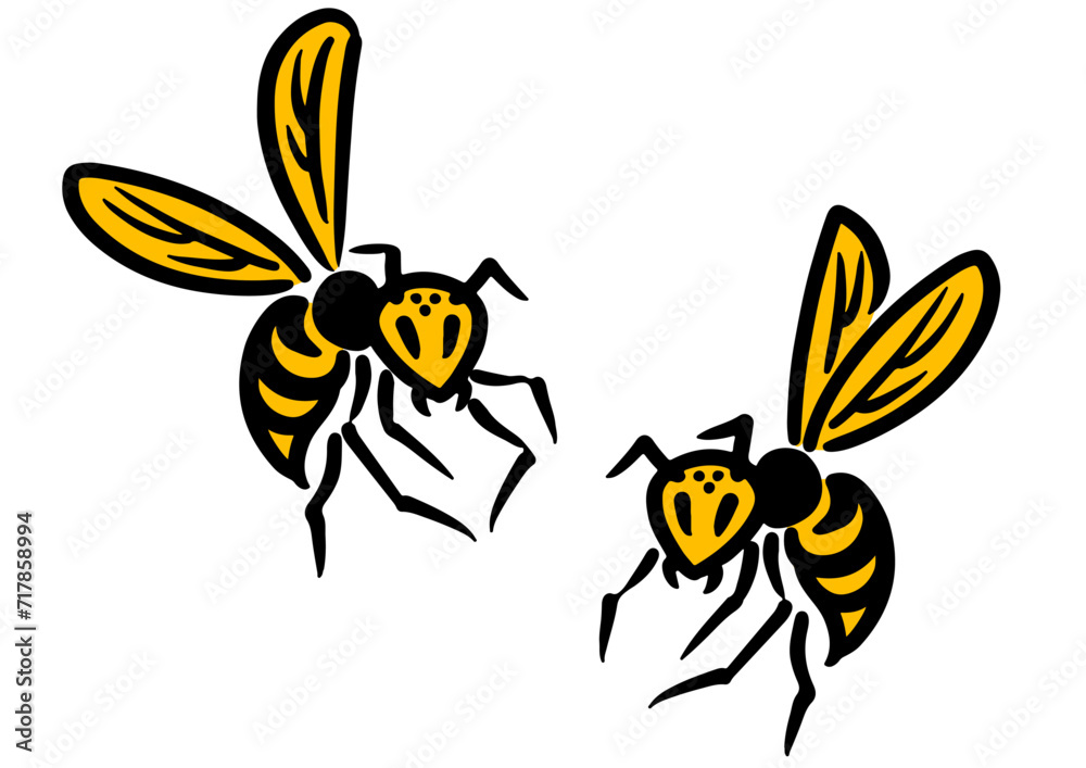 こちらを見るスズメバチ。アイソメトリック図。