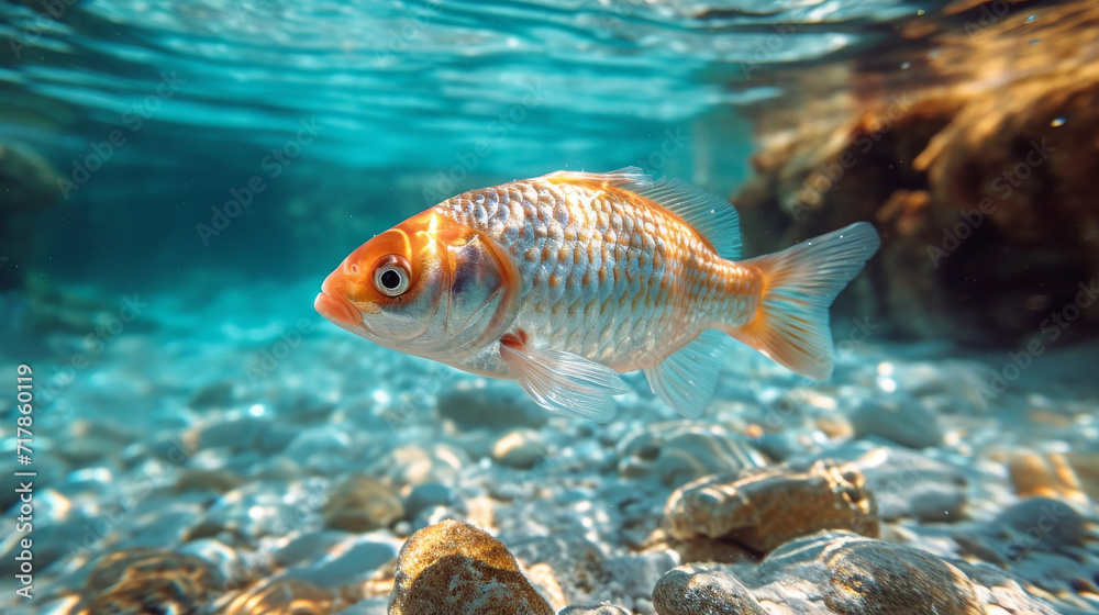 Fish swimming in a ocean, Fish in the sea with clear water Fish swimming in a ocean, Fish in the sea with clear water