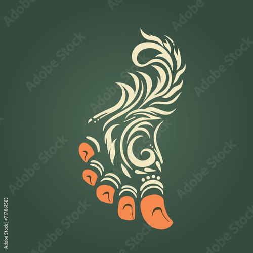A symbol for foot massage. Thai-Chinese tattoo style design. Vector flat logo