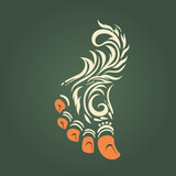 Foot massage symbol. Thai and Chinese tattoo style design