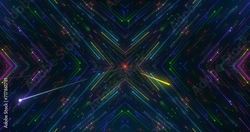 Abstract Colorful Kaleidoscope Lines Particles. 4K Kaleidoscope Particles Background.