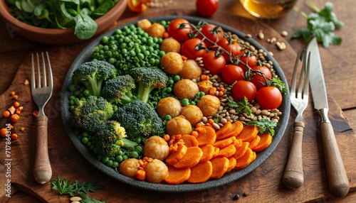Healthy Eating: A Colorful Vegetable Plate for a Nutritious Lifestyle Generative AI