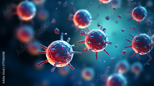 Virus cells abstract science concept, medical research background