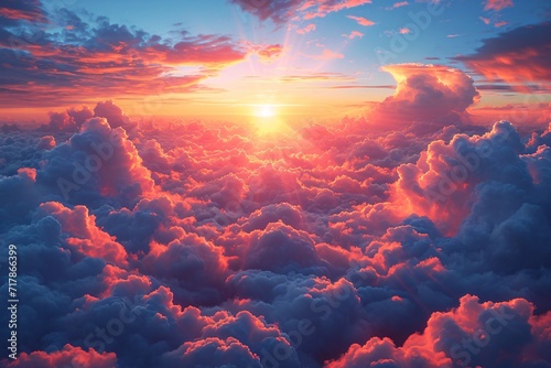 Pink Clouds in the Sky: A Stunning Sunset View Generative AI © Bipul