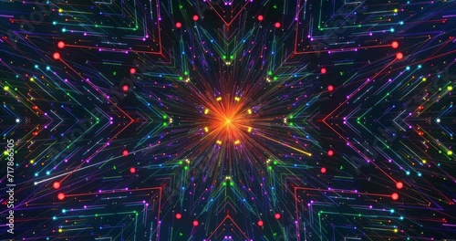 Abstract Colorful Kaleidoscope Lines Particles. 4K Kaleidoscope Particles Background.