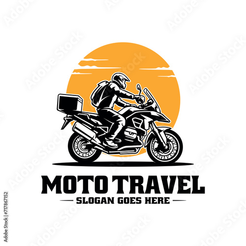 Adventure Motorcycle Traveling Logo Vector