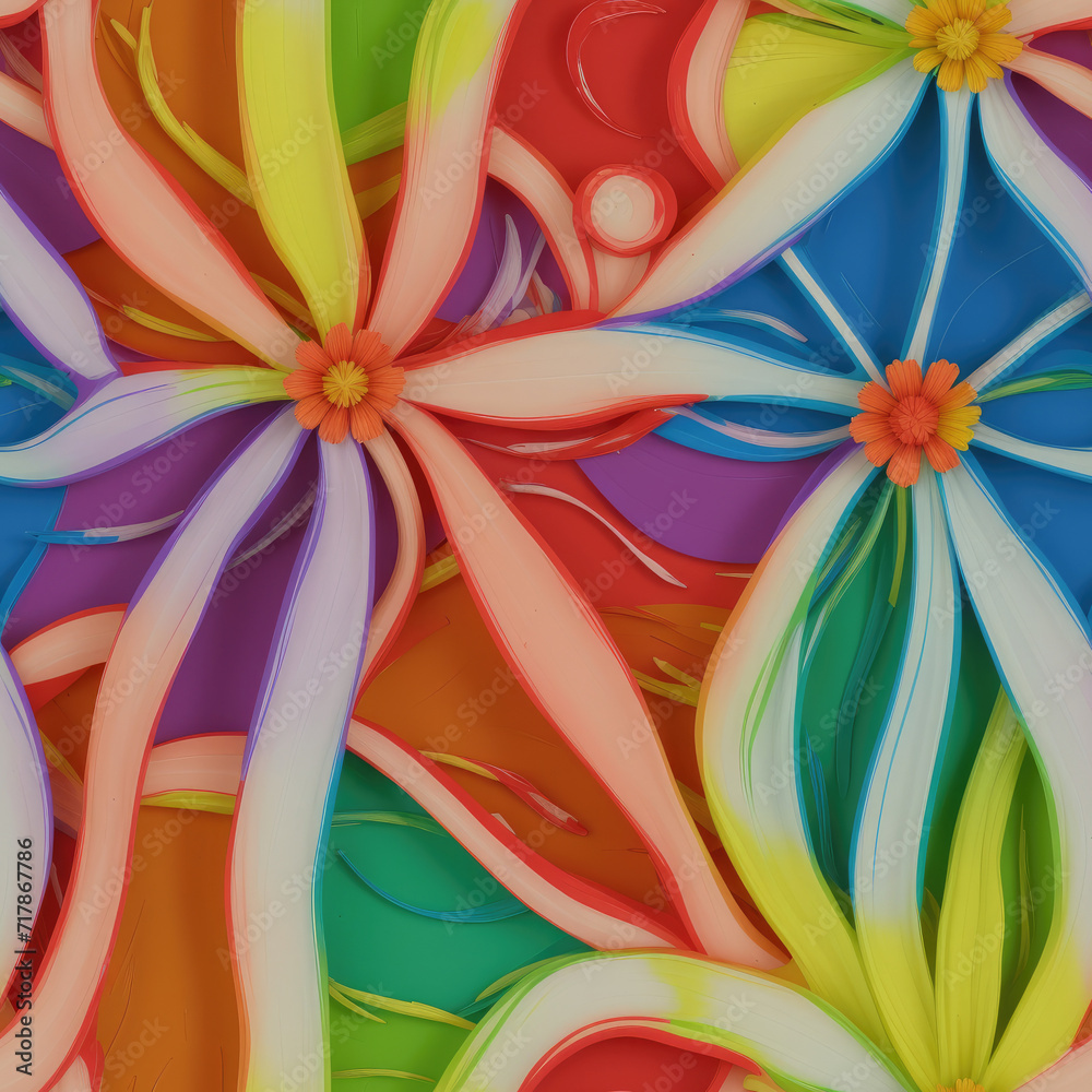 Flowers. Abstract seamless pattern. AI generated. Flowers. Abstract seamless pattern. AI generated.