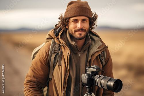 Male Wildlife Photographer with Long Lens