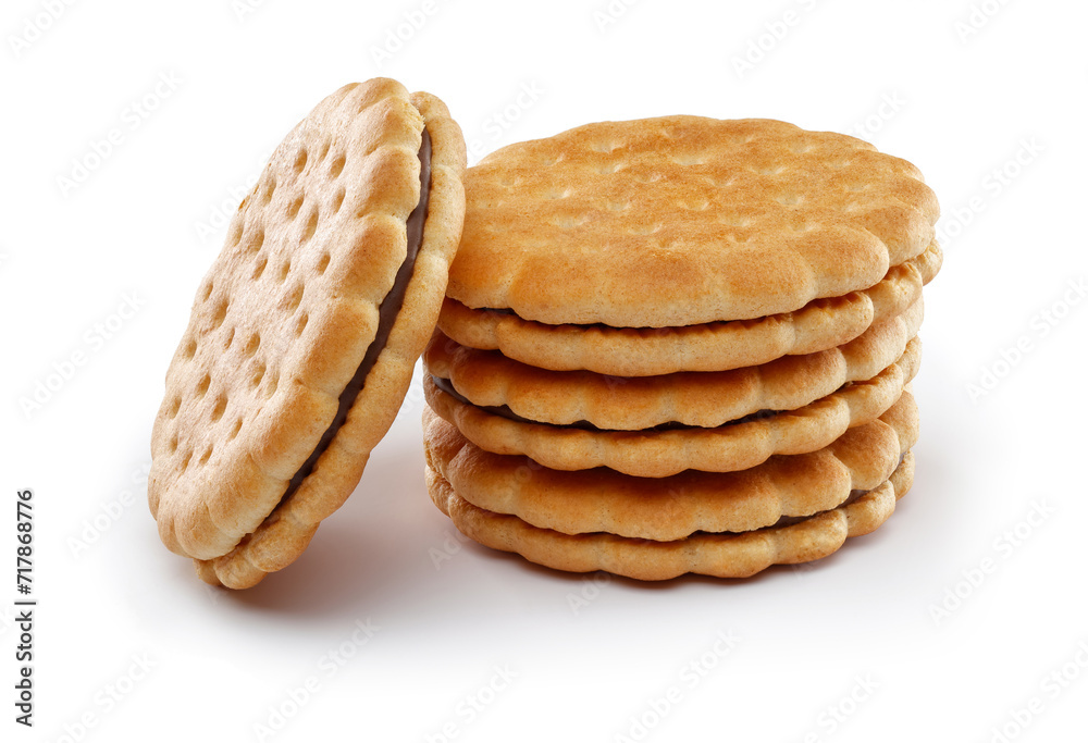 sandwich biscuit with chocolate cream isolated on white background sandwich biscuit with chocolate cream isolated on white background